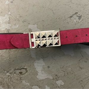 Betsy Johnson studded reversible belt. Pink snake skin and black.